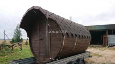 Баня-бочка «Gonar» 4 метра с козырьком