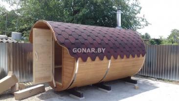 Баня-бочка «Gonar» 4.5 метра с козырьком