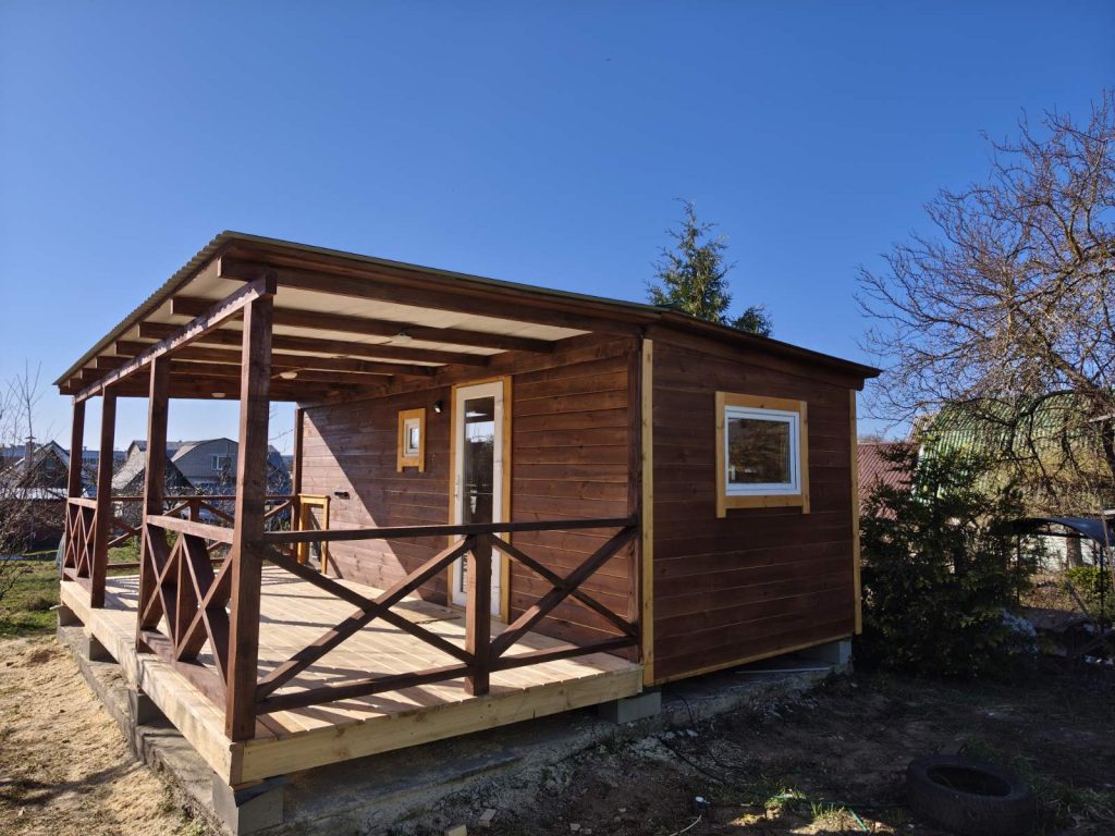 Каркасная баня 6 на 2.5 готова + терраса